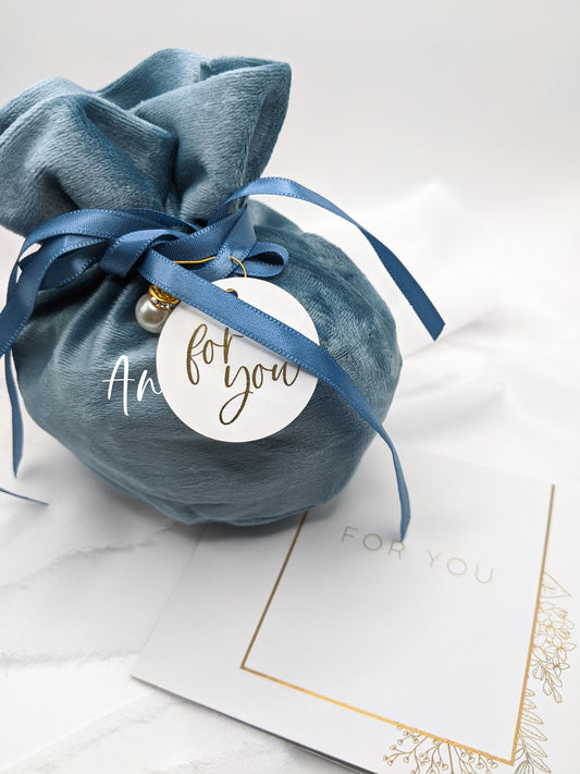 Personalized Blue Velvet Gift Bag