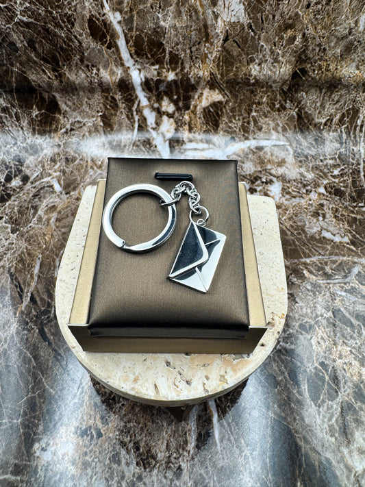 The Silver Message Custom Keychain, Personalized Silver Engraved Keychain (0.5”x3”)