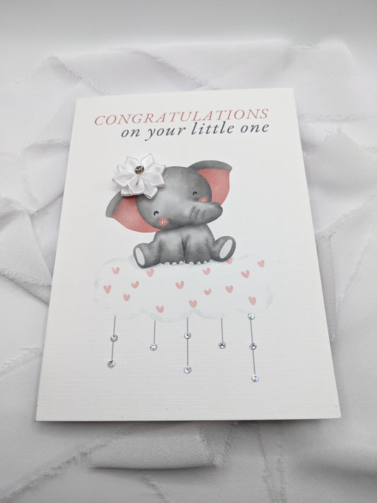 5"x7" Baby Shower Pink Elephant Card