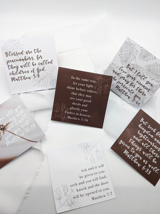 Set of 6, New Testament Bible Scripture Cards