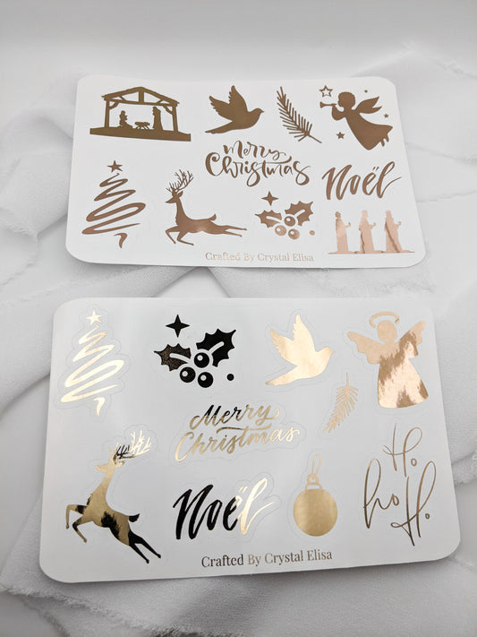 Set of 2, Foil Christmas Sticker Sheets