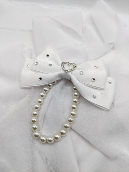 Bow Keychain with Heart Charm + Gems