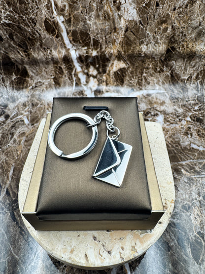 The Silver Message Custom Keychain, Personalized Silver Engraved Keychain (0.5”x3”)