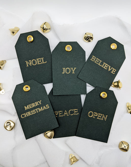 Set of 6, Green Christmas Gift Tags