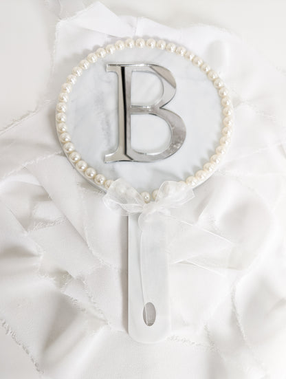 Custom Initial Bride Hand Mirror, Personalized Wedding Gift