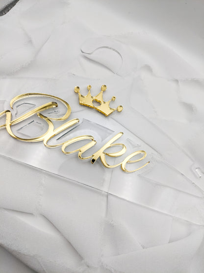 Custom Children’s Princess Crown Acrylic Hanger, Personalized Keepsake for Little Girls