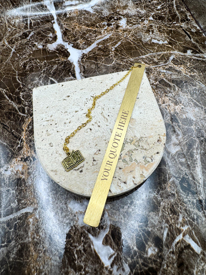 The Golden Script Custom Bookmark, Personalized Stainless Steel Metal Bookmark (5” x 0.4”)