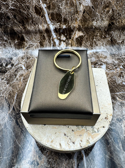 The Golden Wave Custom Keychain, Personalized Gold Engraved Keychain (0.45”x1”)