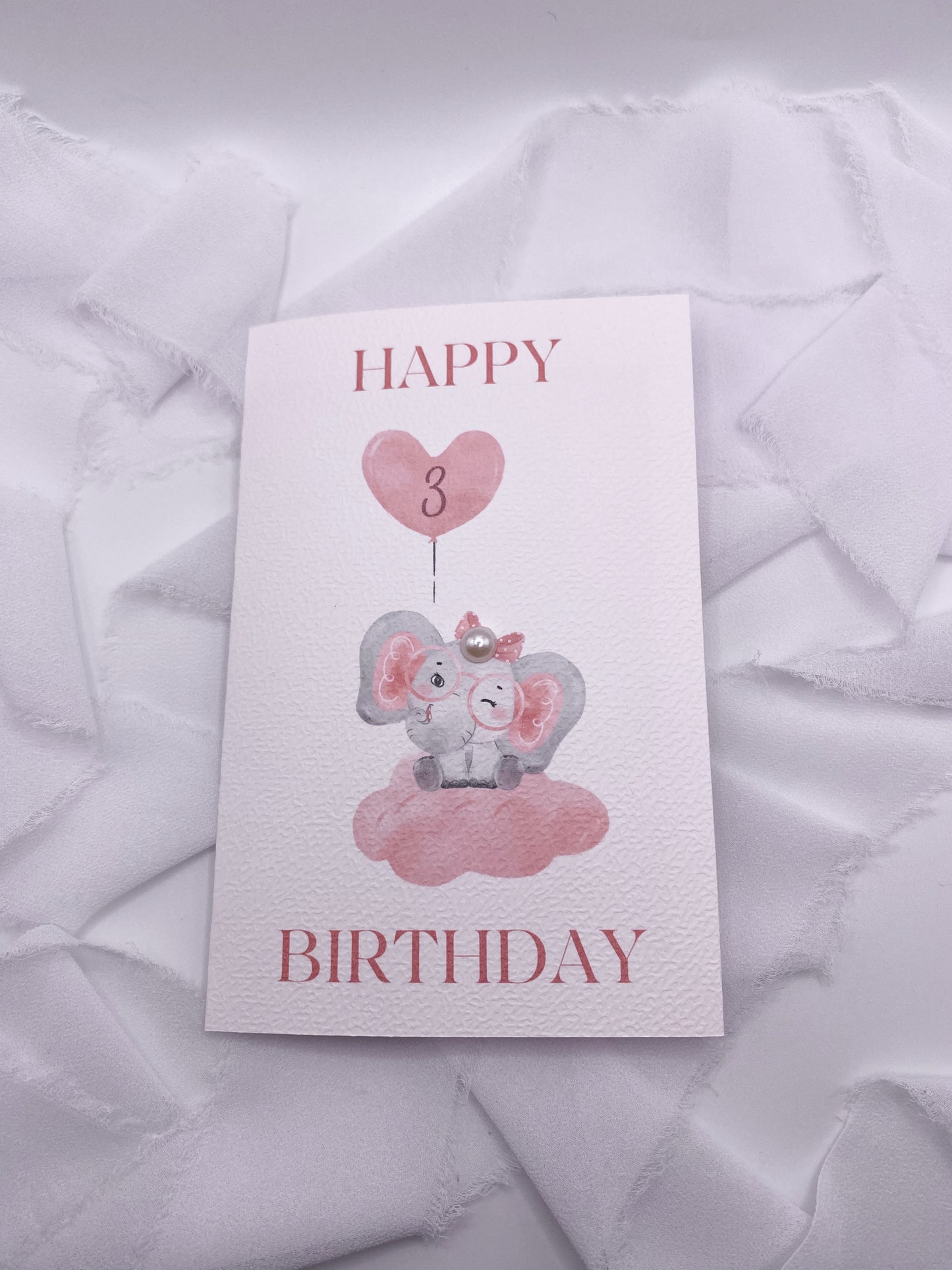 4”x6” Custom Pink Elephant Birthday Card