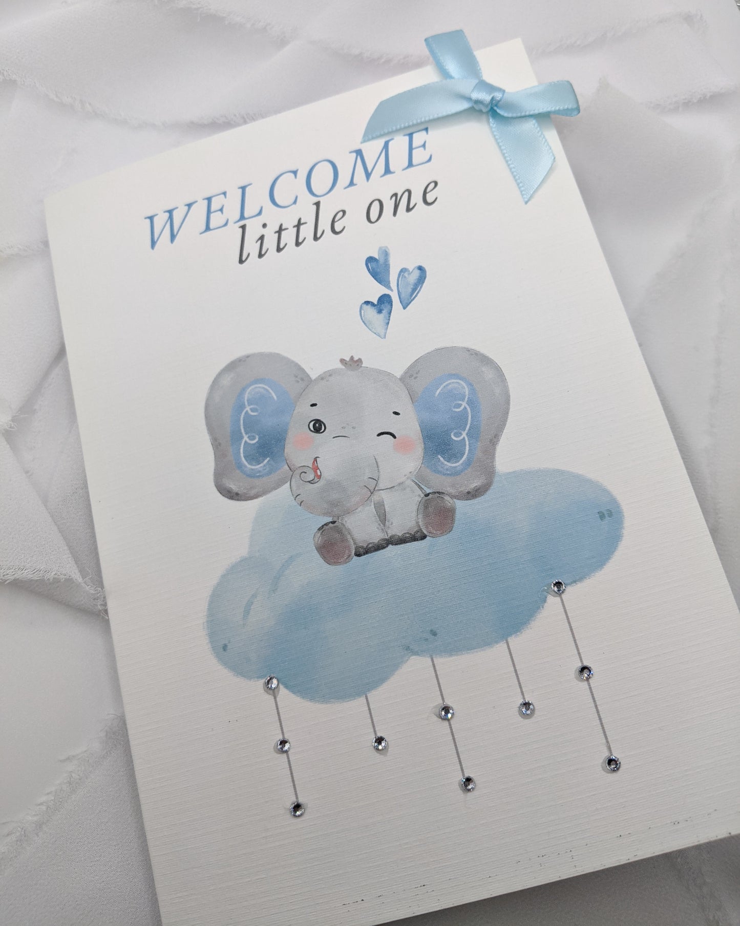 5"x7" Newborn Baby Blue Elephant Card