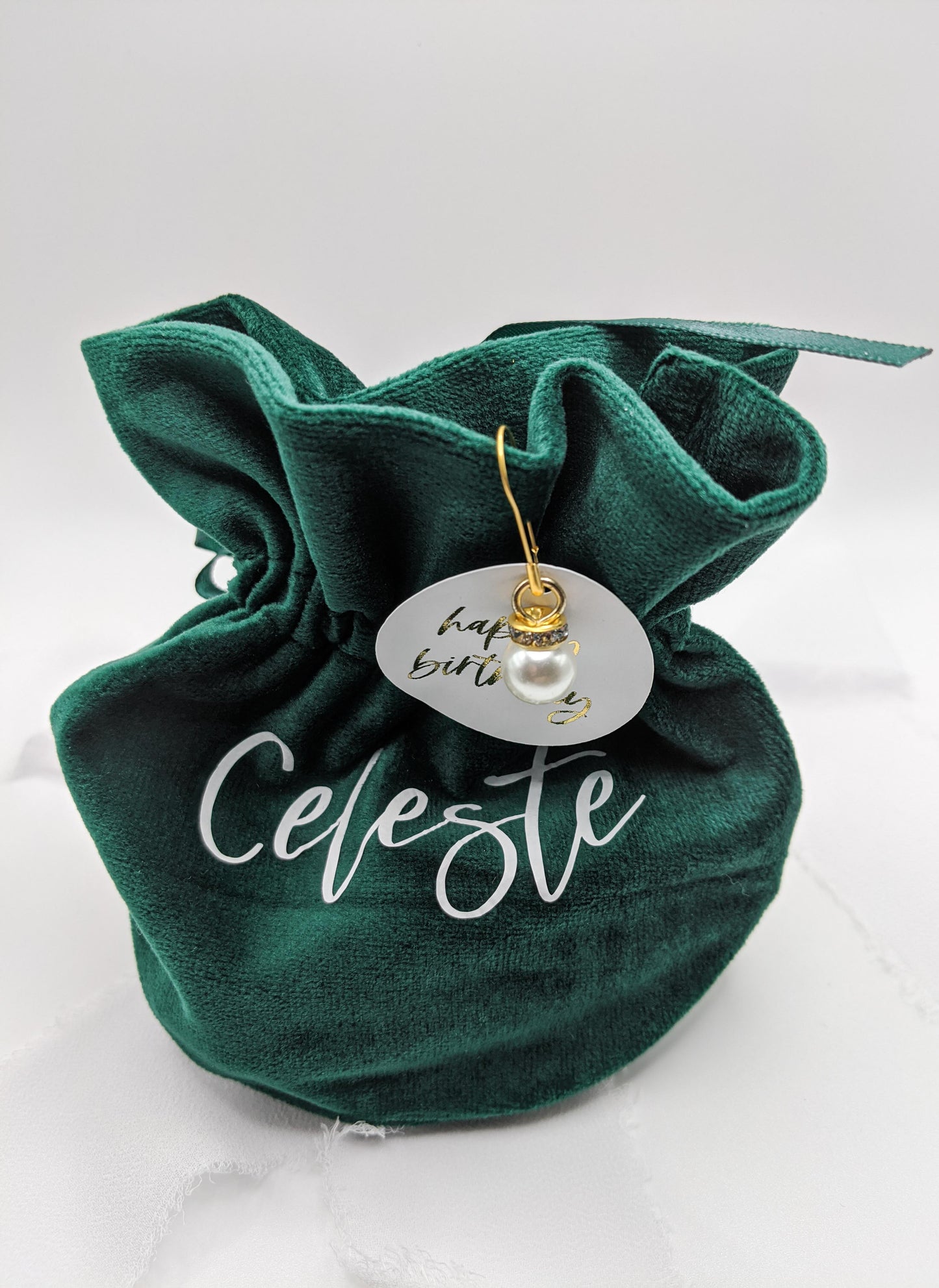 Personalized Green Velvet Gift Bag