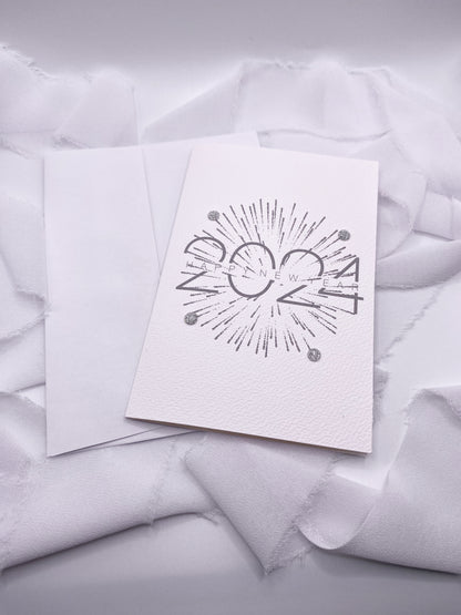 4”x6” Silver Happy New Year Card