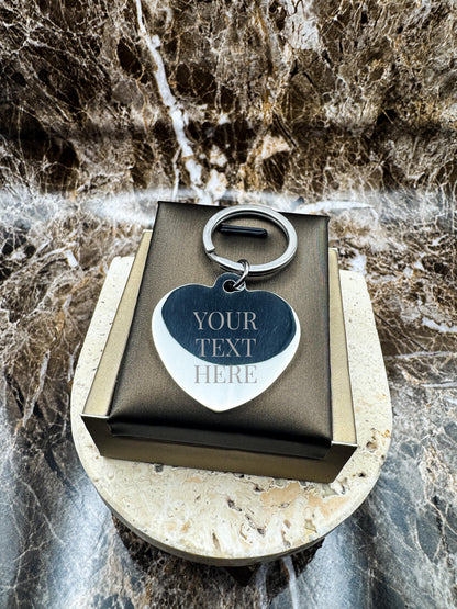 Sweetheart Silver Custom Keychain, Personalized Silver Engraved Keychain (1.3”)