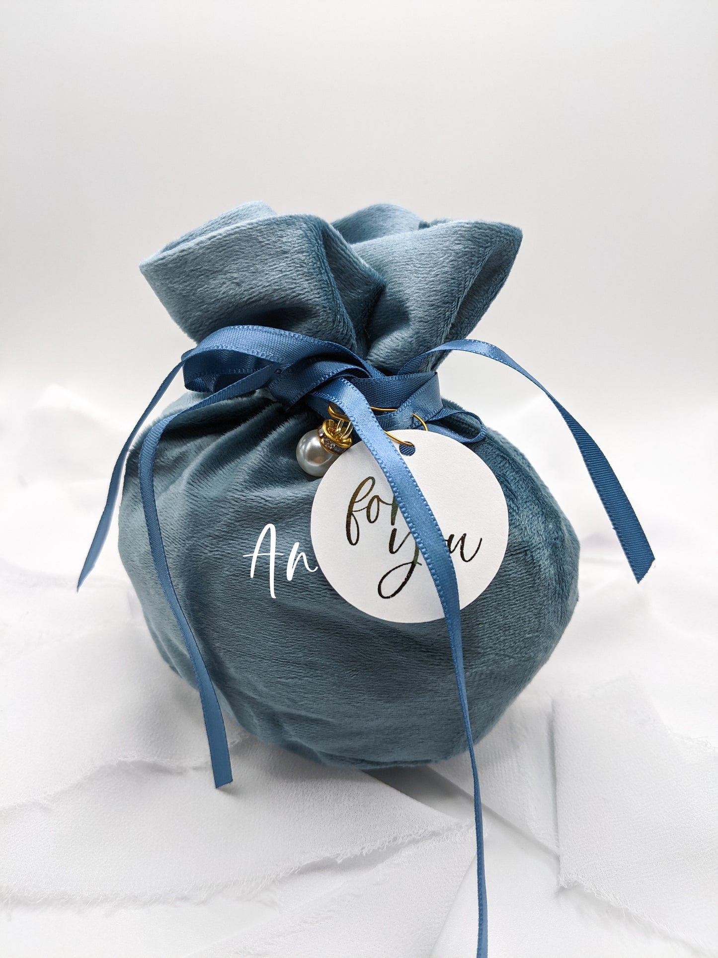 Personalized Blue Velvet Gift Bag