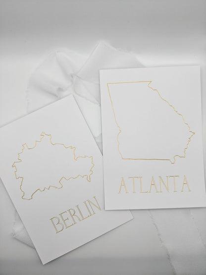 Geometric Foil Map Art Prints