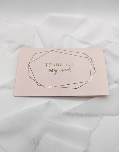 Set of 5, 5"x3" Foil Thank You Cards