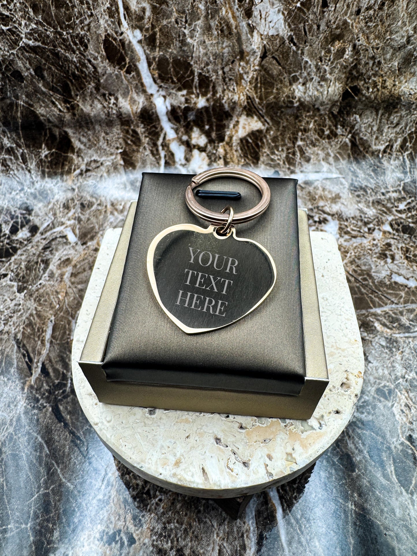 Sweetheart Rose Gold Custom Keychain, Personalized Rose Gold Engraved Keychain (1.3”)