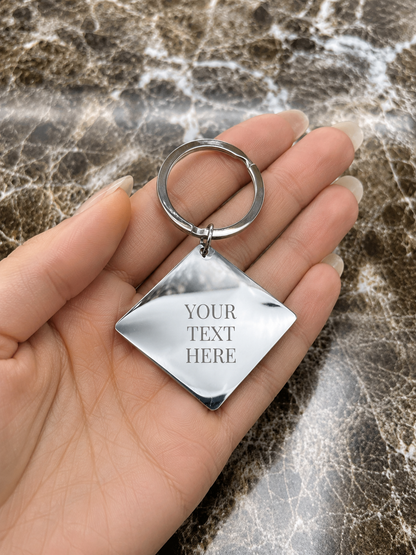 The Diamond Signature Keychain, Custom Engraved Diamond Keychain with Name or Photo