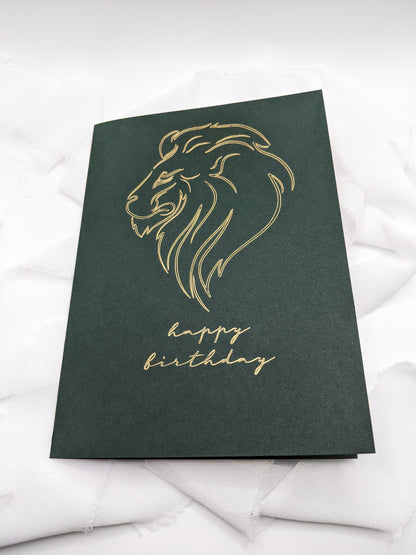 5”x7” Green Lion Happy Birthday Foil Card