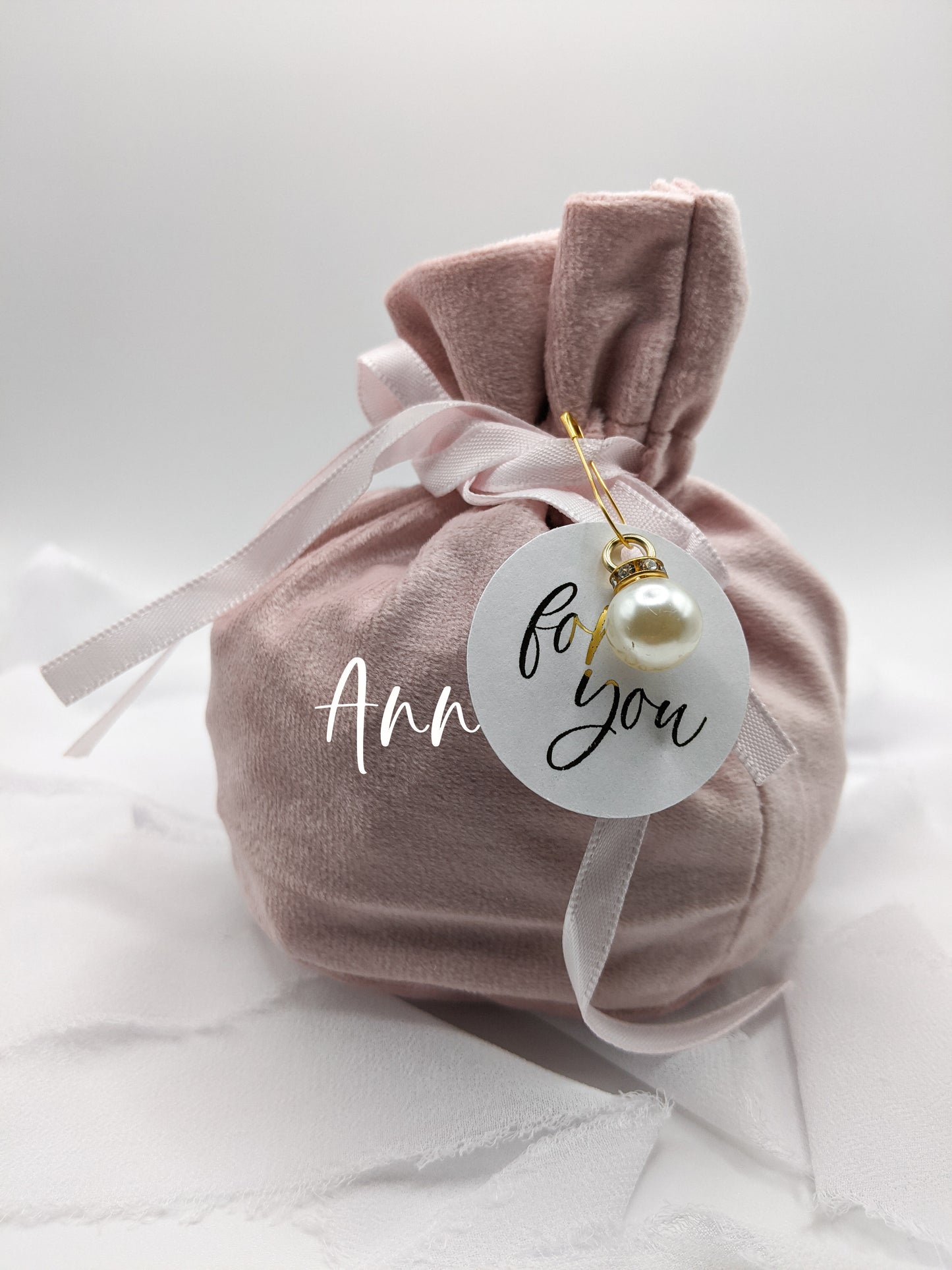 Personalized Pink Velvet Gift Bag