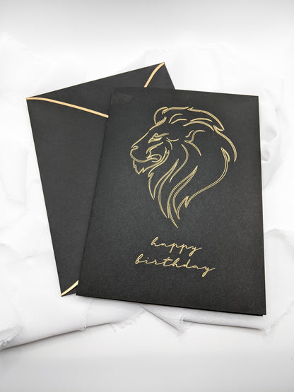 5”x7” Black Lion Happy Birthday Foil Card