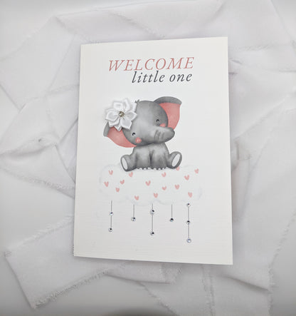 5"x7" Newborn Baby Pink Elephant Card