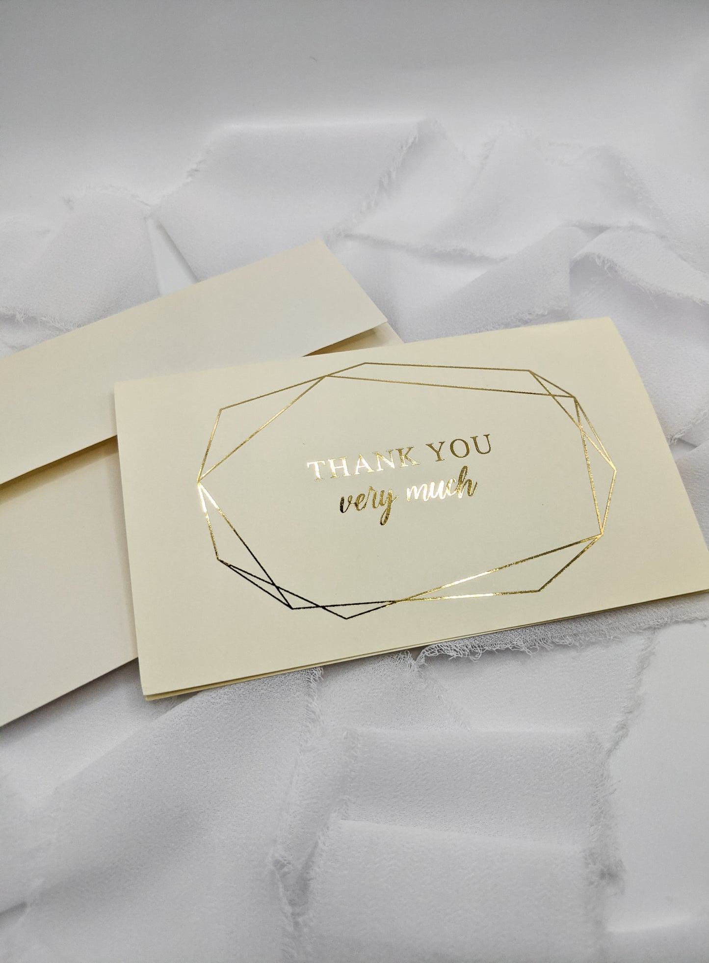 Set of 5, 5"x3" Foil Thank You Cards