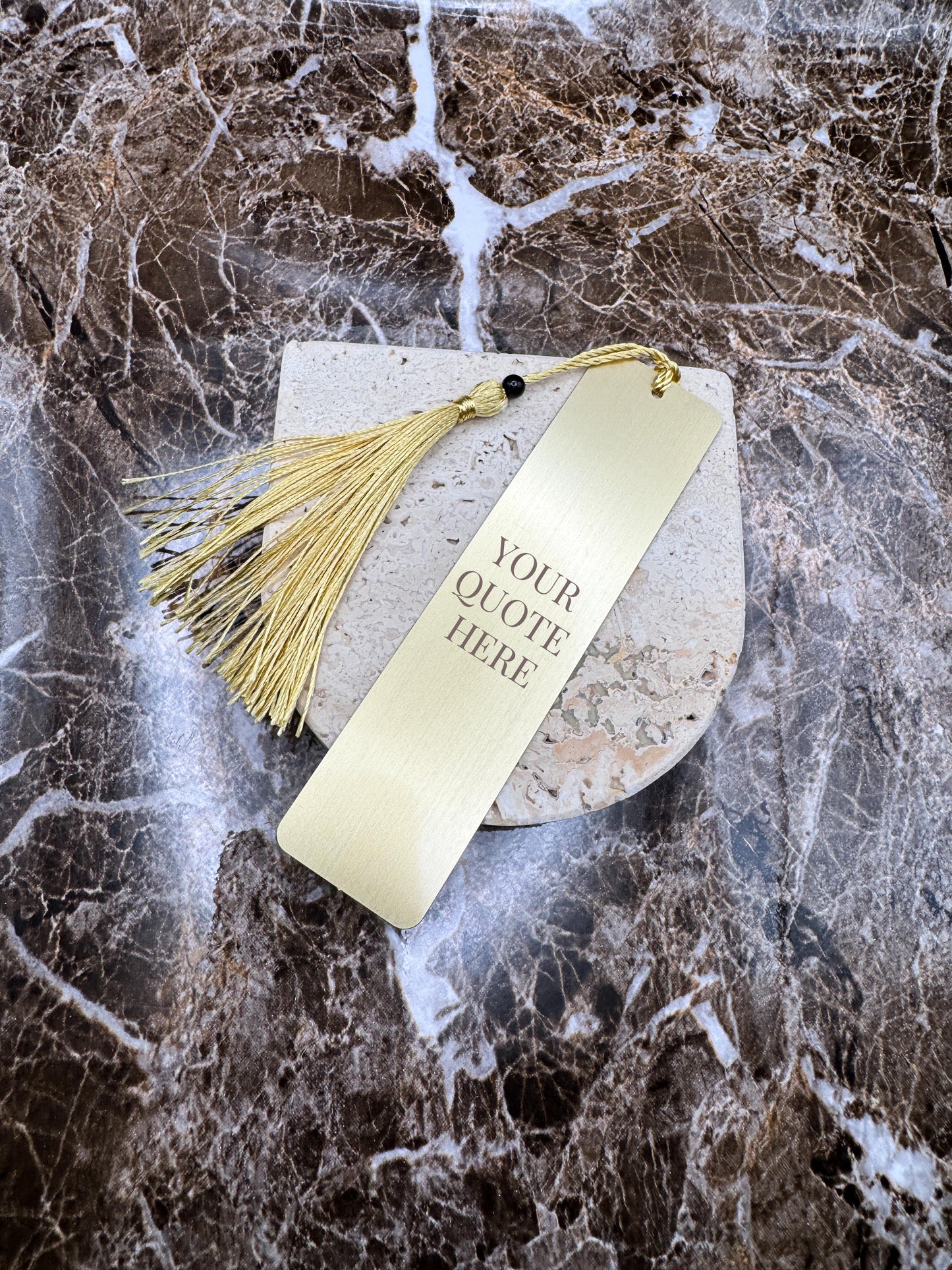 The Golden Script Custom Bookmark, Personalized Stainless Steel Metal Bookmark (5” x 1”)