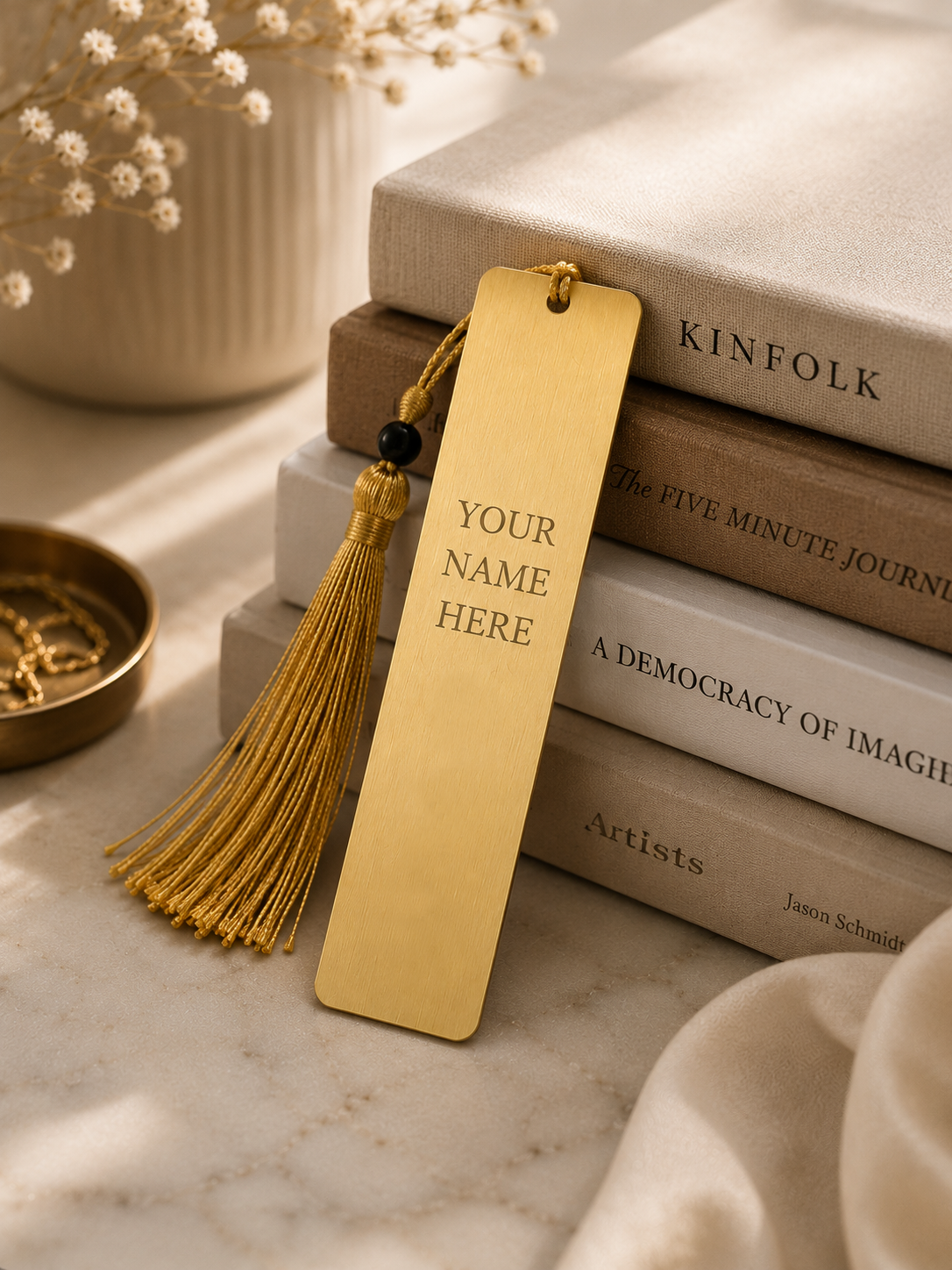 Personalized Metal Bookmark, Custom Engraved Bookmark, | Gift for Book Lovers, Gold or Silver Bookmark (5” x 1”)