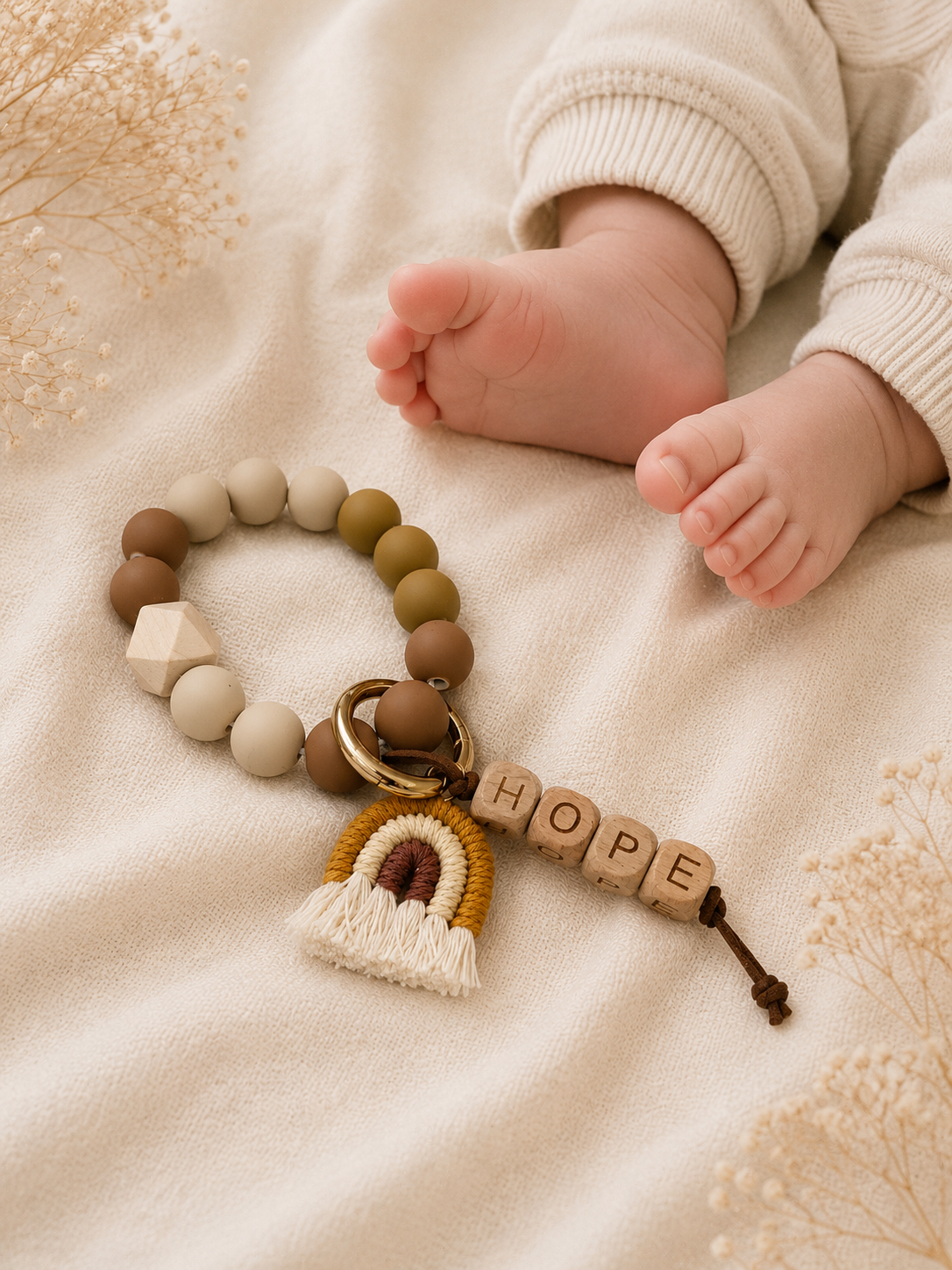 Personalized Rainbow Baby Keychain