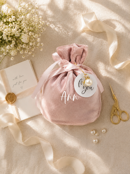 Personalized Pink Velvet Gift Bag