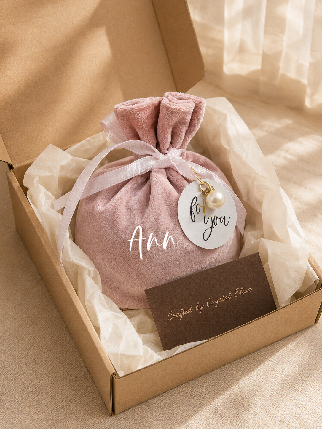 Personalized Pink Velvet Gift Bag