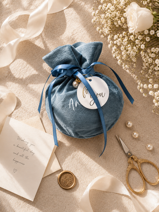 Personalized Blue Velvet Gift Bag