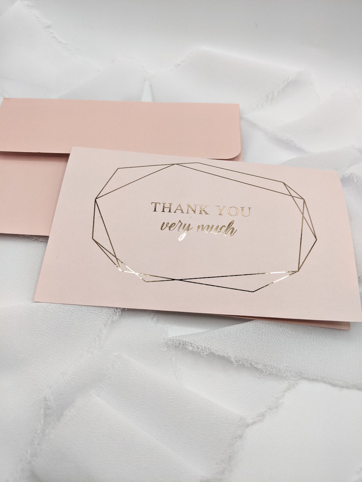 Set of 5, 5"x3" Foil Thank You Cards