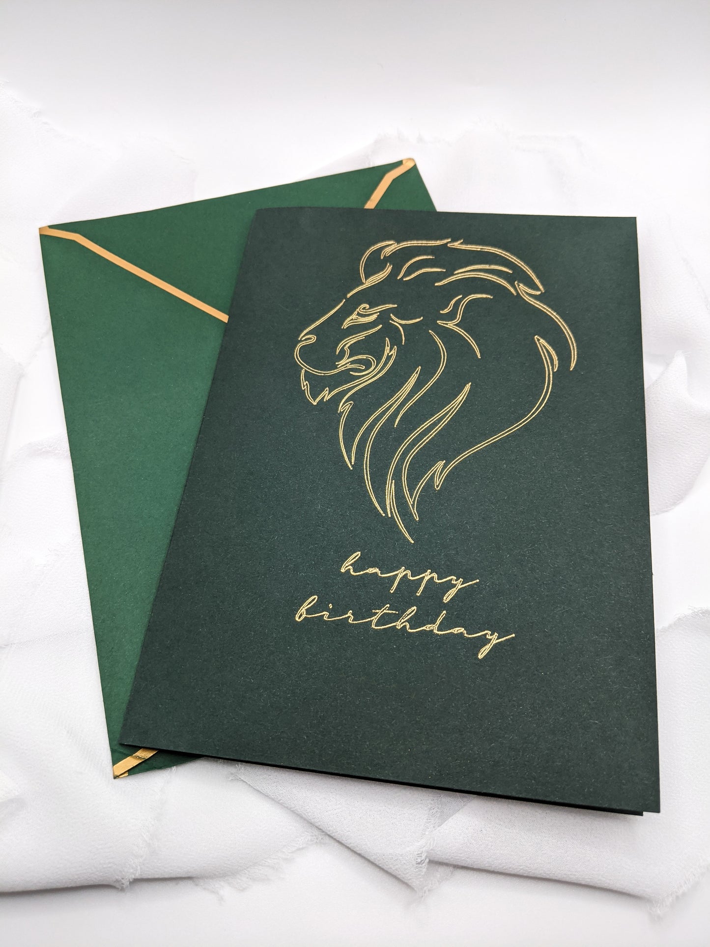 5”x7” Green Lion Happy Birthday Foil Card