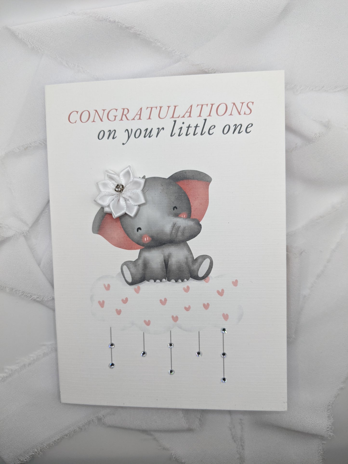 5"x7" Baby Shower Pink Elephant Card