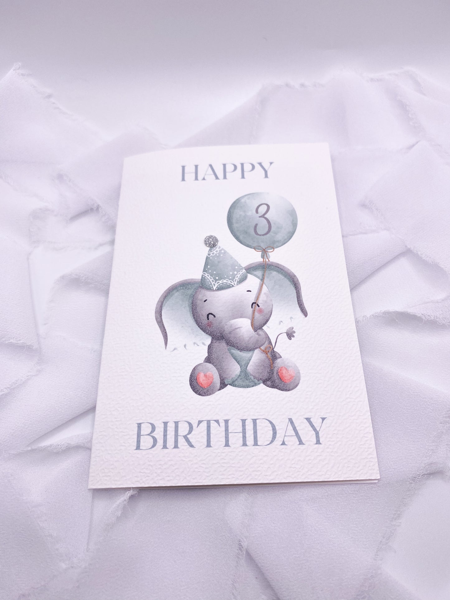 4”x6” Custom Blue Elephant Birthday Card