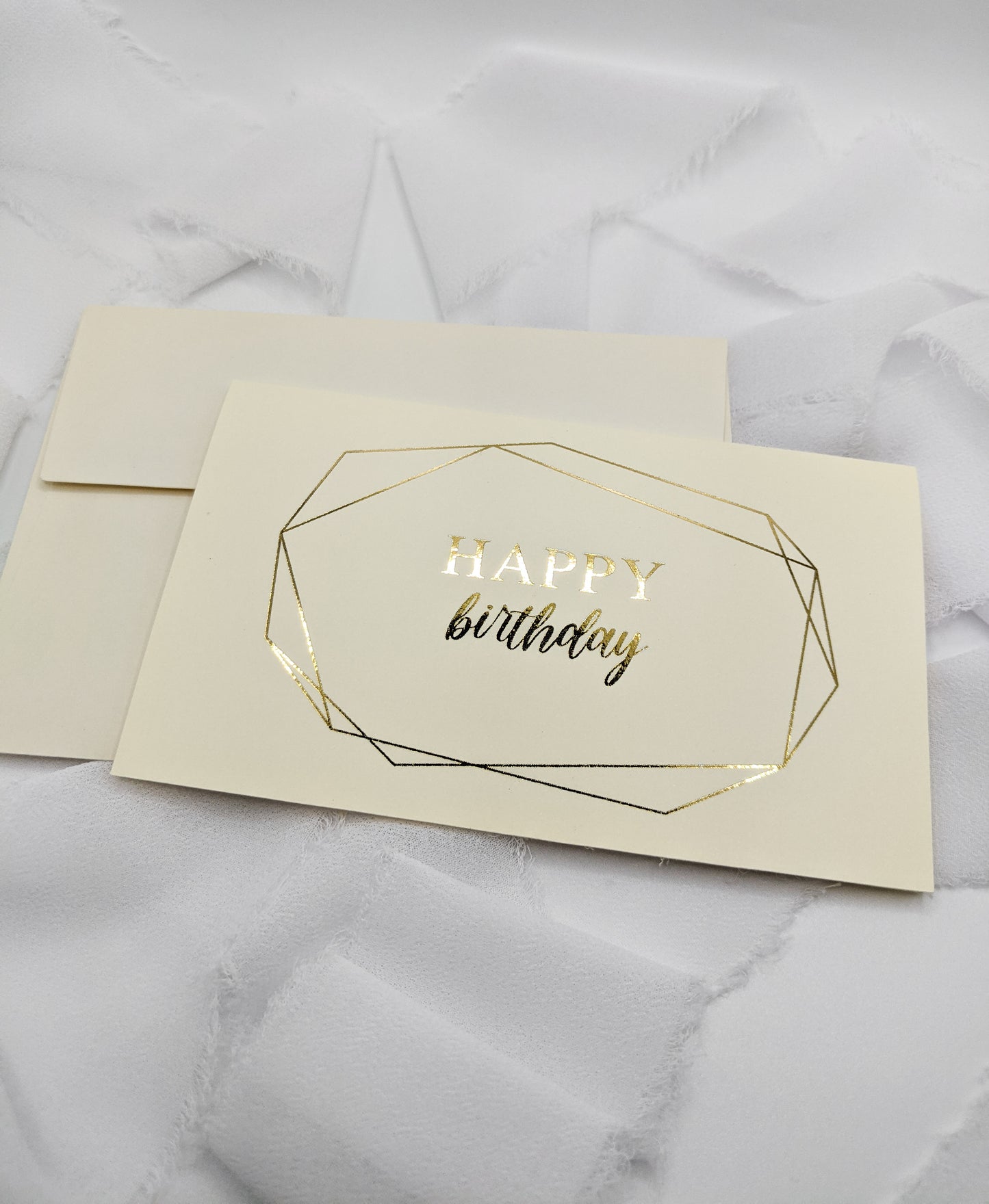 Set of 5, 5"x3" Foil Happy Birthday Cards