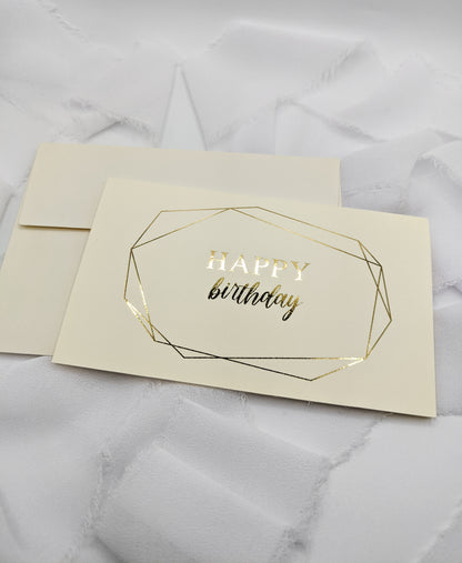 Set of 5, 5"x3" Foil Happy Birthday Cards