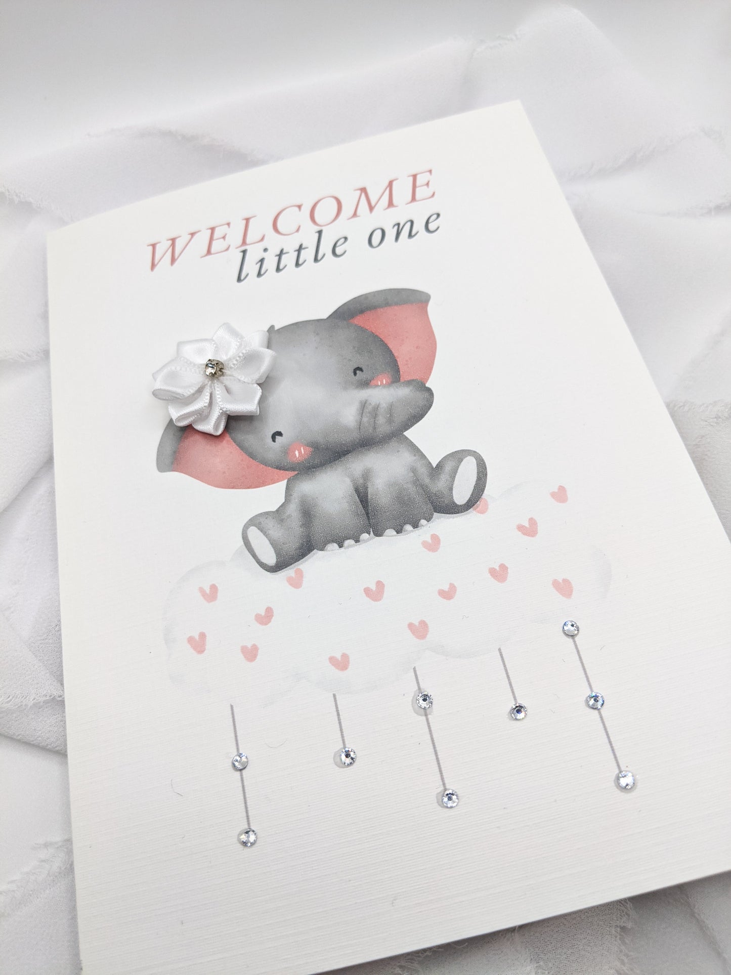 5"x7" Newborn Baby Pink Elephant Card