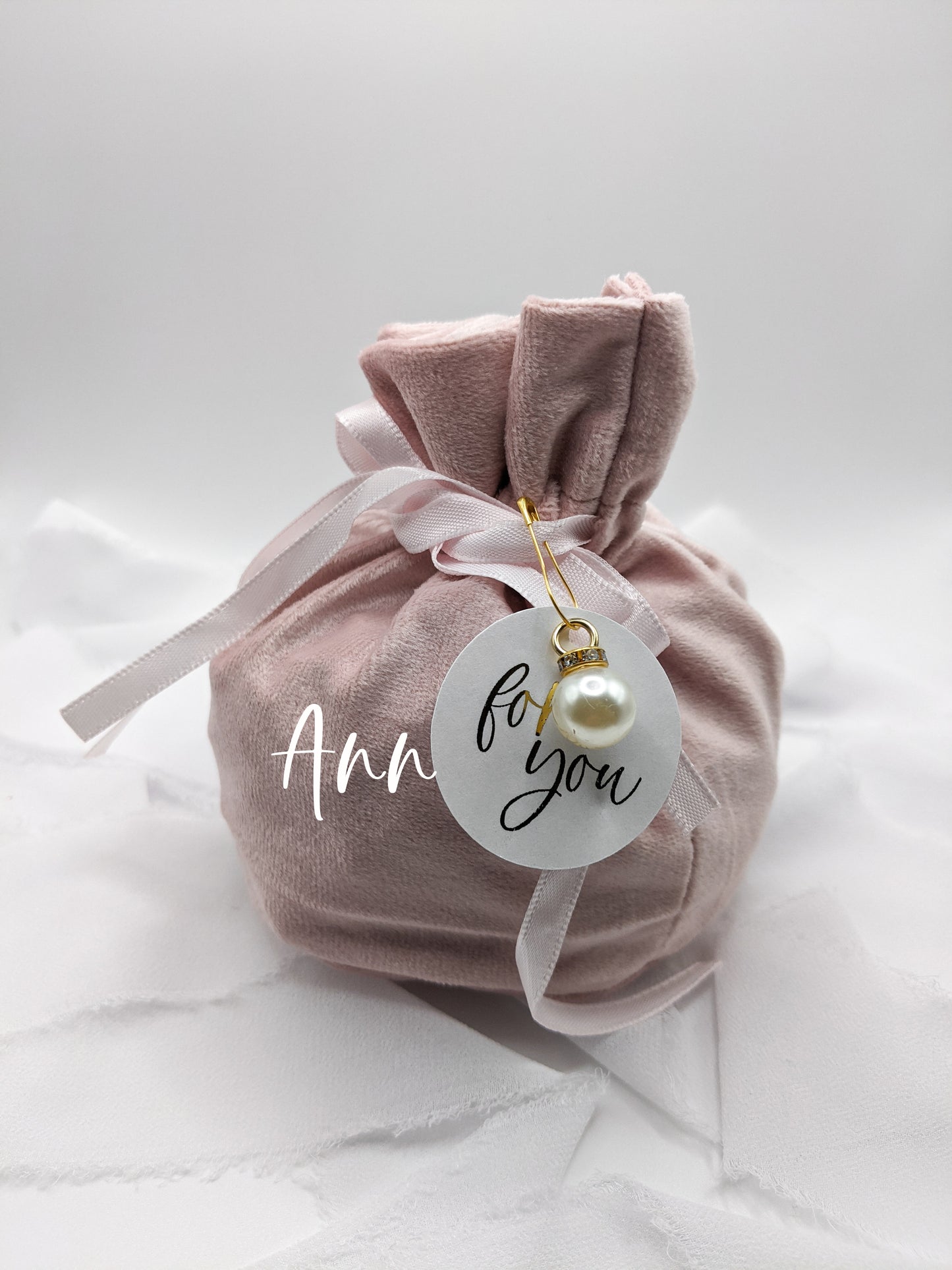 Personalized Pink Velvet Gift Bag