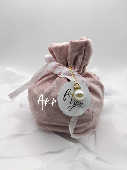 Personalized Pink Velvet Gift Bag