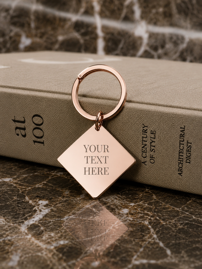 The Diamond Signature Keychain, Custom Engraved Diamond Keychain with Name or Photo