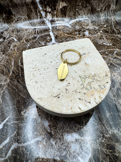 The Golden Wave Custom Keychain, Personalized Gold Engraved Keychain (0.45”x1”)