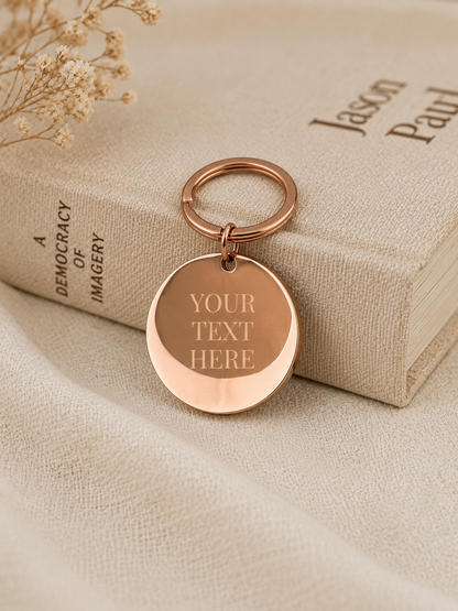 The Halo Signature Keychain, Custom Engraved Circle Keychain with Name or Photo