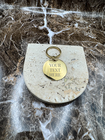 The Golden Halo Custom Keychain, Personalized Gold Engraved Keychain (1.4”)