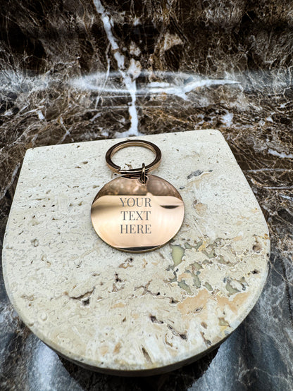 The Rose Gold Halo Custom Keychain, Personalized Rose Gold Engraved Keychain
