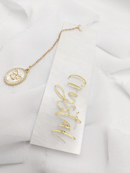 Custom Acrylic Bookmark with Charm, Personalized Name Bookmark
