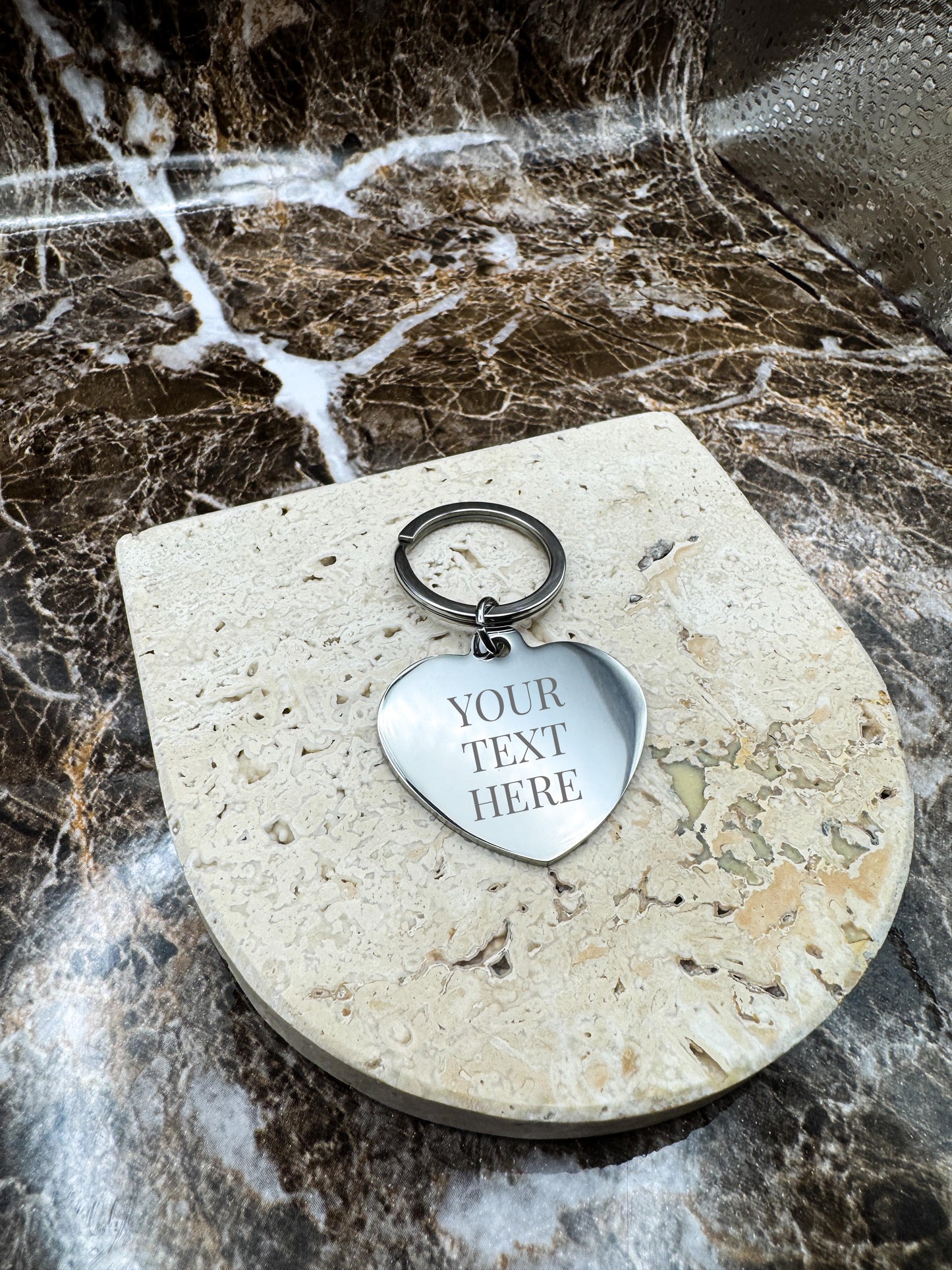 Sweetheart Silver Custom Keychain, Personalized Silver Engraved Keychain (1.3”)