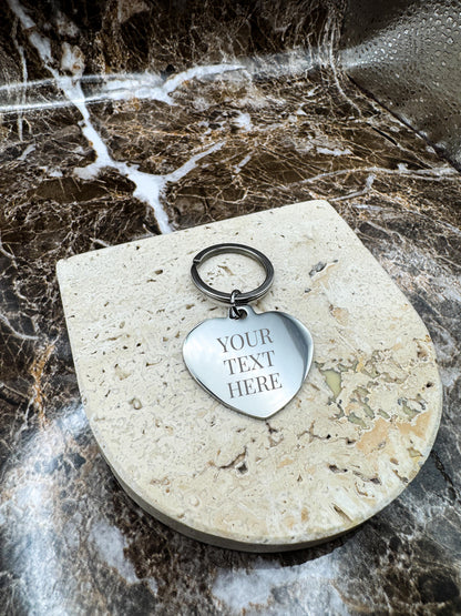 Sweetheart Silver Custom Keychain, Personalized Silver Engraved Keychain (1.3”)